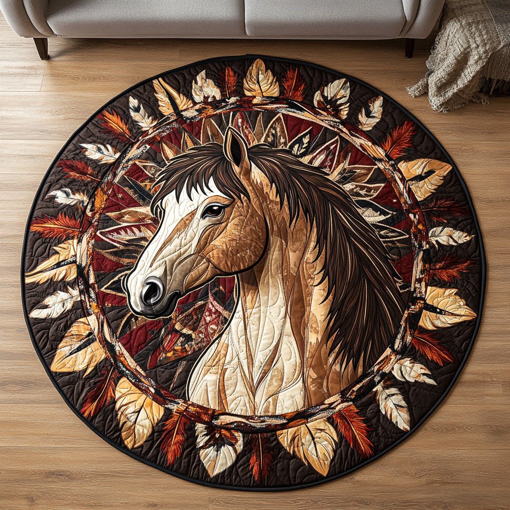 Mystic Mare Round Mat Rug - washable non-slip printed rug