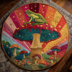 Mystic Mushroom Guardian Round Mat Rug - washable non-slip printed rug