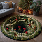 Mystic Mushroom Round Mat Rug - Nature Design | Serene Home Decor