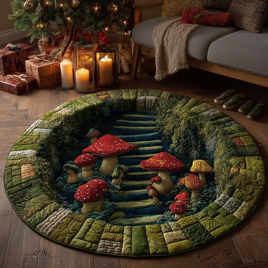 Mystic Mushroom Round Mat Rug - Nature Design | Serene Home Decor