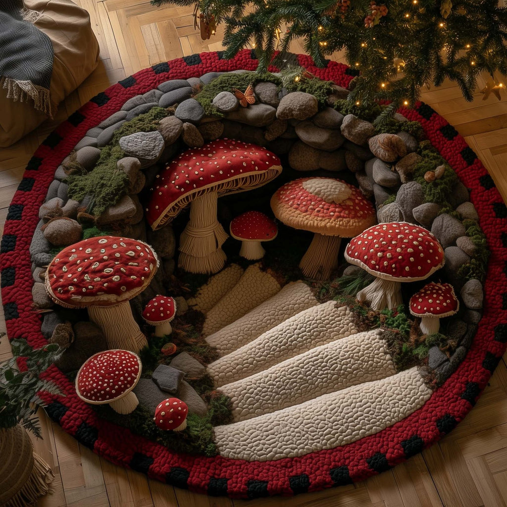 Mystic Mushroom Round Mat Rug - Nature Design | Serene Home Decor