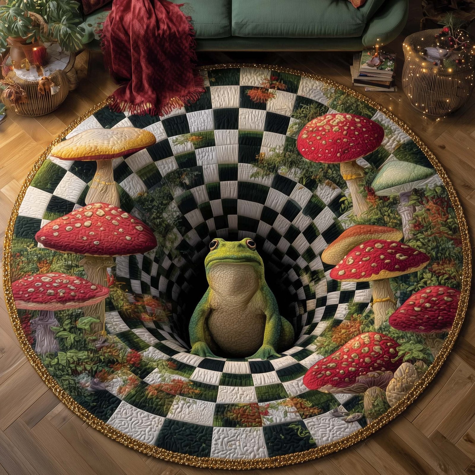 Mystic Mushroom Round Mat Rug - Nature Design | Serene Home Decor