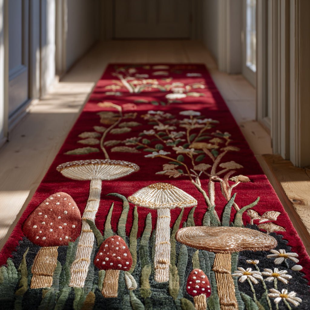 Mystic Mushroom Runner Carpet Runner Rug - Cute Pet Design | Animal Printed Runner Rug