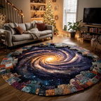 Mystic Nebula Round Mat Rug - washable non-slip printed rug