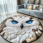 Mystic Night Owl Round Mat Rug - washable non-slip printed rug