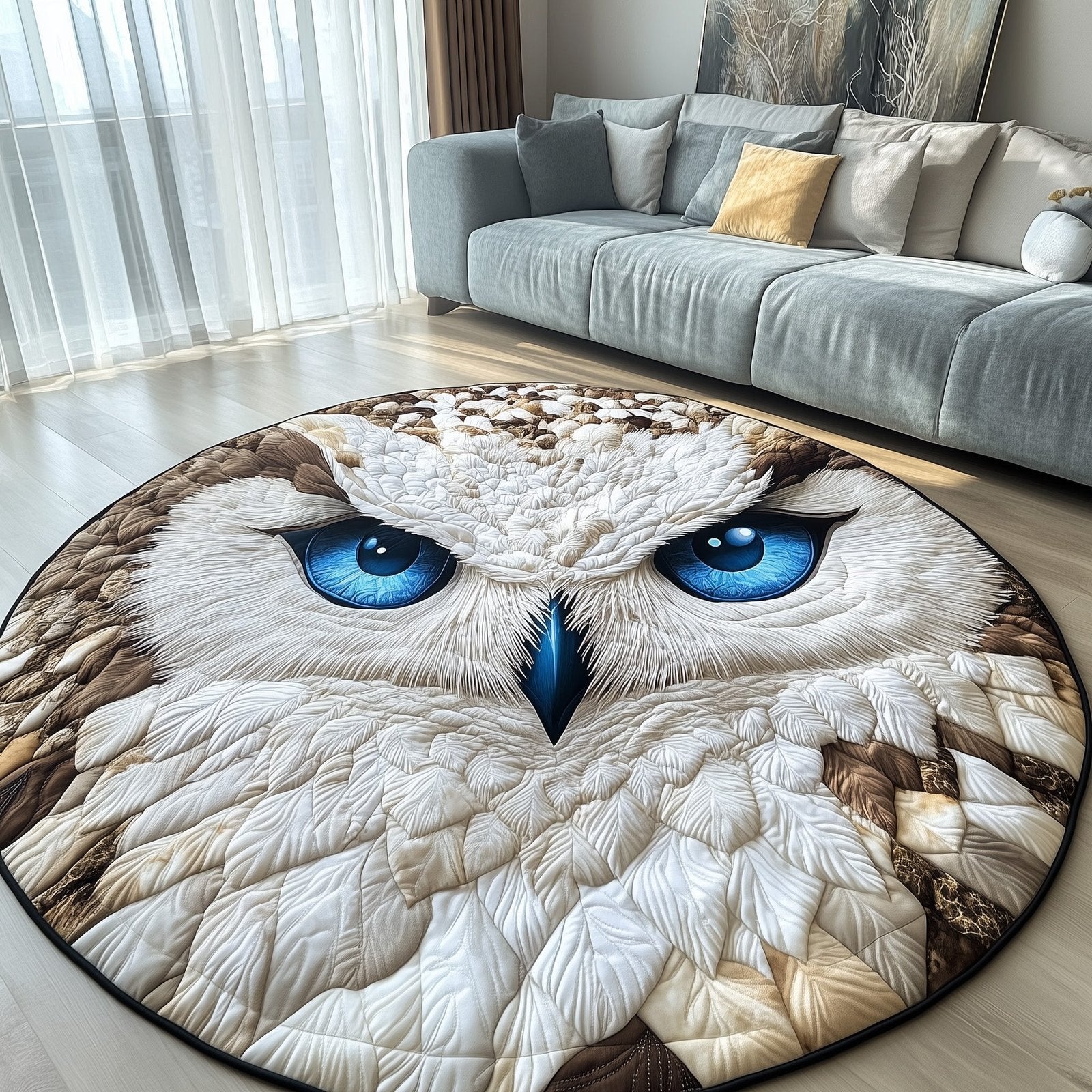 Mystic Night Owl Round Mat Rug - Cute Pet Design | Animal Printed Home Decor