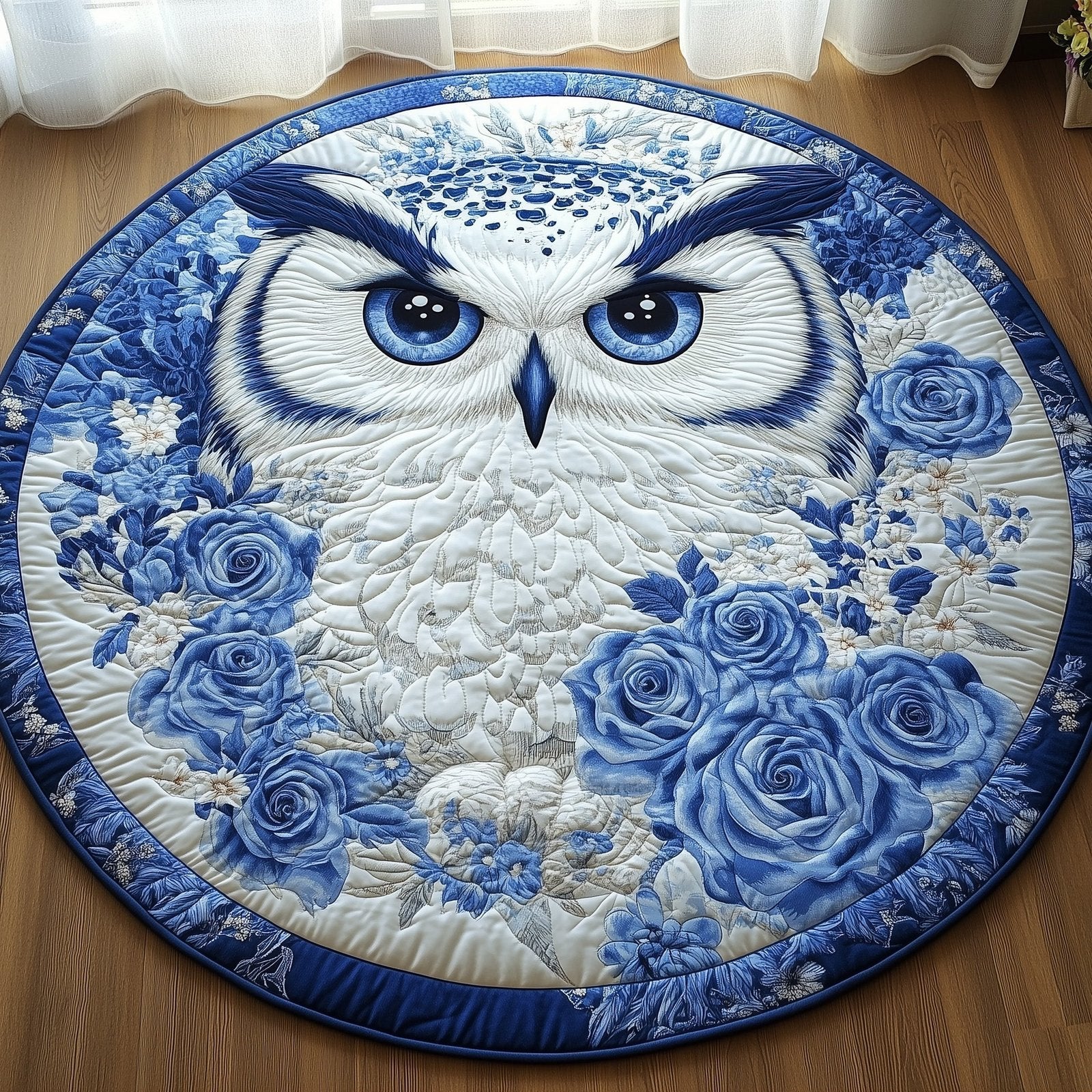 Mystic Night Owl Round Mat Rug - Cute Pet Design | Animal Printed Home Decor
