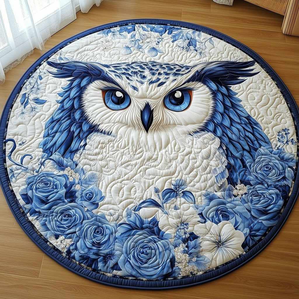 Mystic Night Owl Round Mat Rug - Cute Pet Design | Animal Printed Home Decor