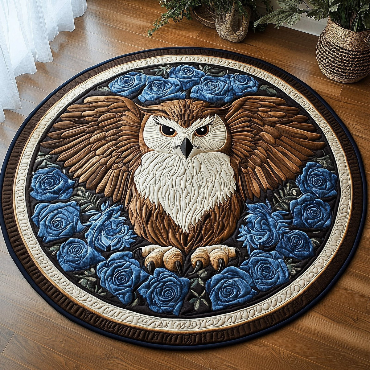 Mystic Night Owl Round Mat Rug - Cute Pet Design | Animal Printed Home Decor