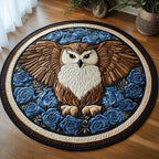 Mystic Night Owl Round Mat Rug - Cute Pet Design | Animal Printed Home Decor