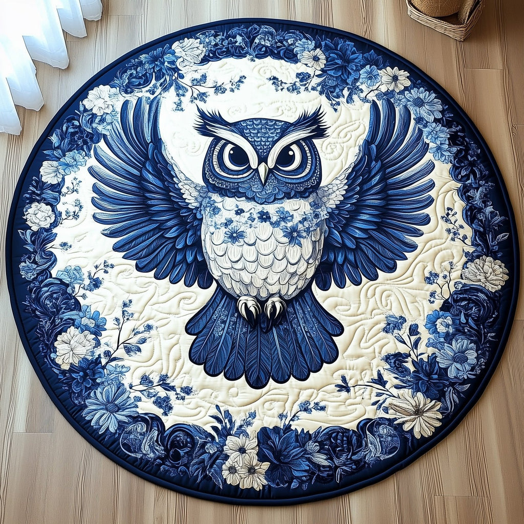 Mystic Night Owl Round Mat Rug - Cute Pet Design | Animal Printed Home Decor