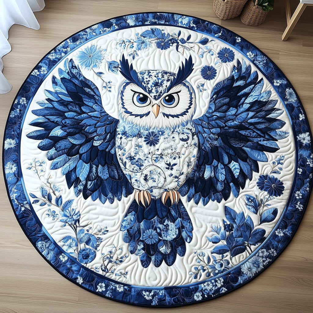 Mystic Night Owl Round Mat Rug - Cute Pet Design | Animal Printed Home Decor