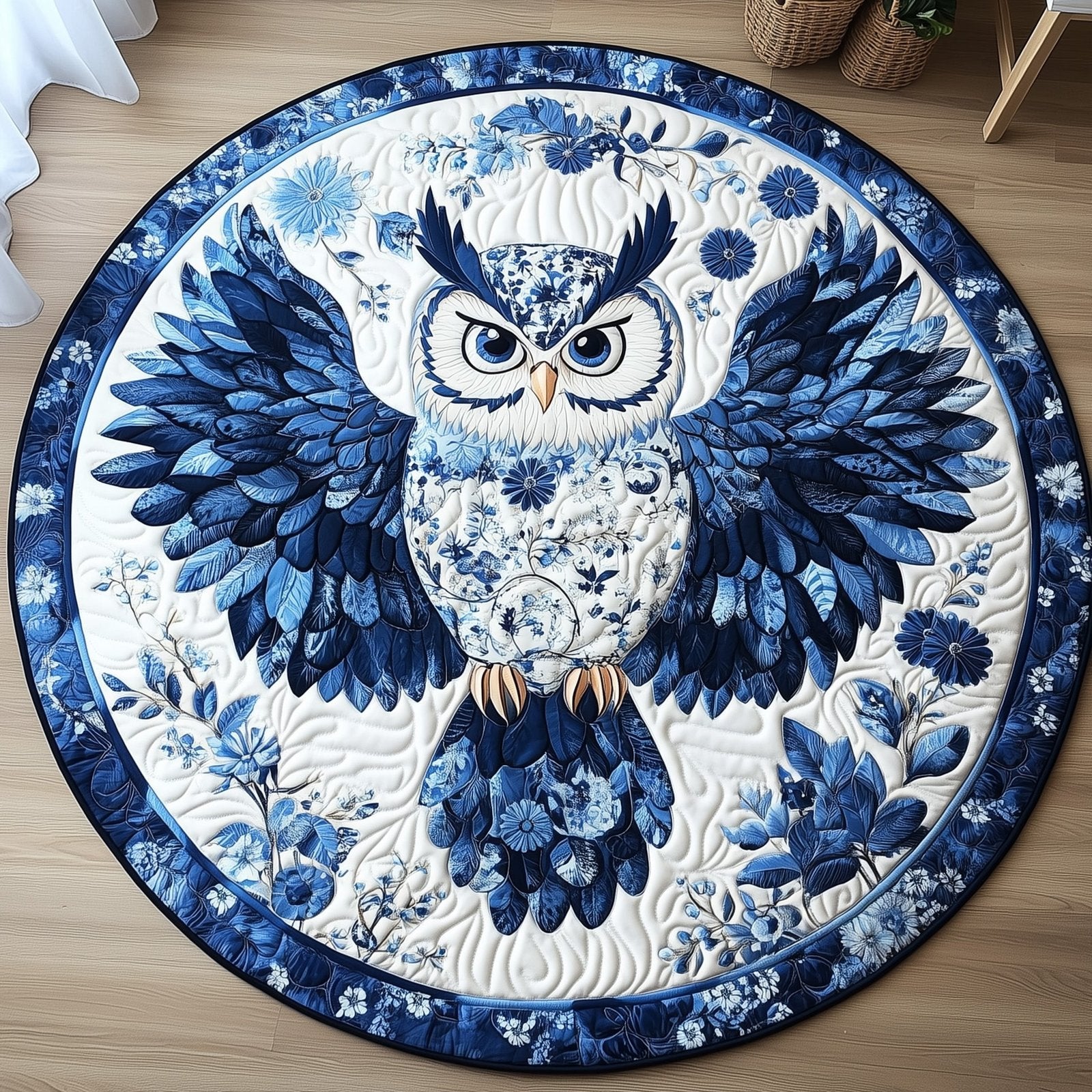 Mystic Night Owl Round Mat Rug - Cute Pet Design | Animal Printed Home Decor