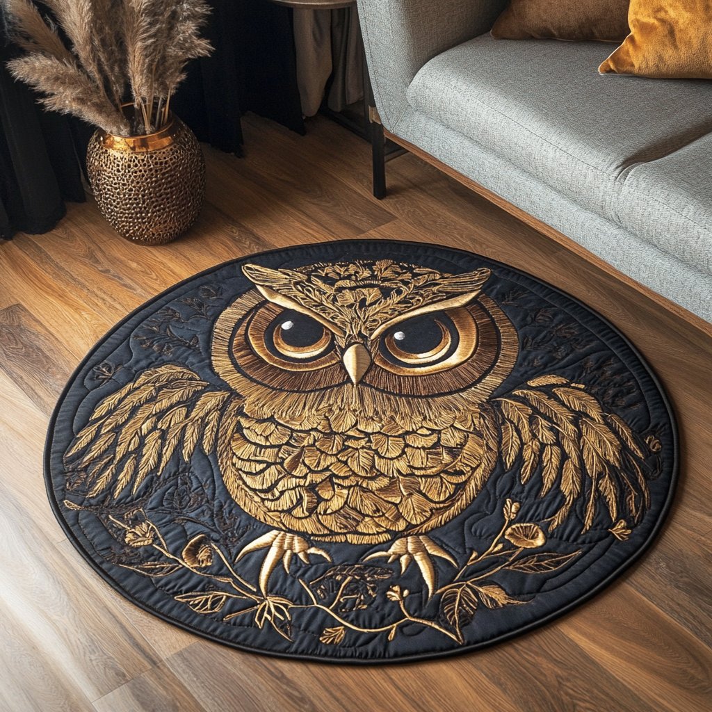 Mystic Owl Round Mat Rug - Cute Pet Design | Animal Printed Home Decor