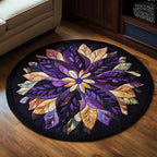 Mystic Petal Whirl Round Mat Rug - washable non-slip printed rug