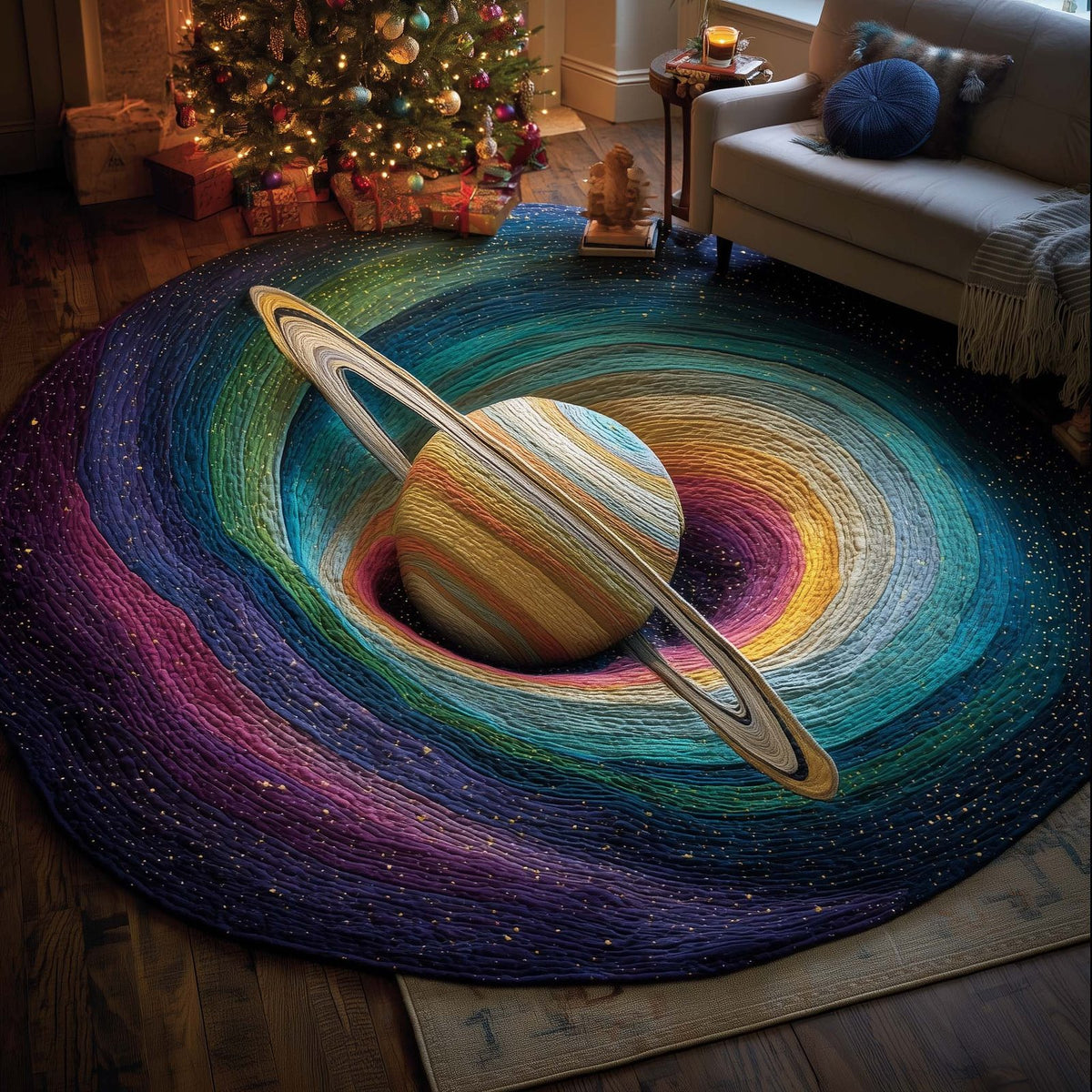 Mystic Planet Round Mat Rug - washable non-slip printed rug