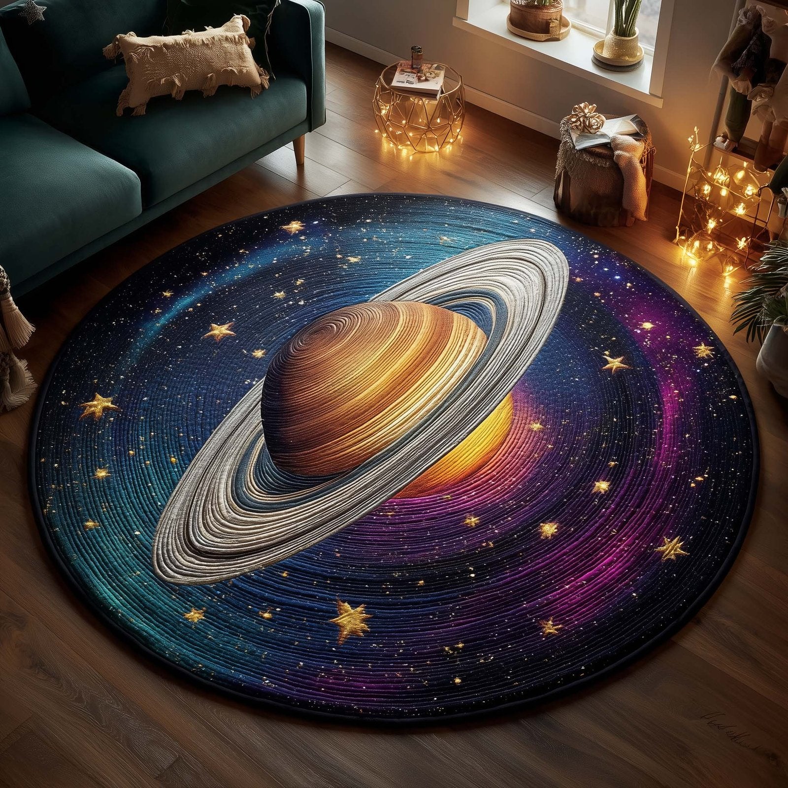 Mystic Planet Round Mat Rug - Nature Design | Serene Home Decor
