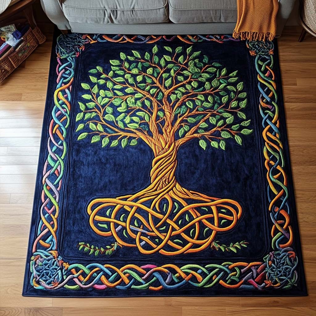 Mystic Roots area rug in a living room