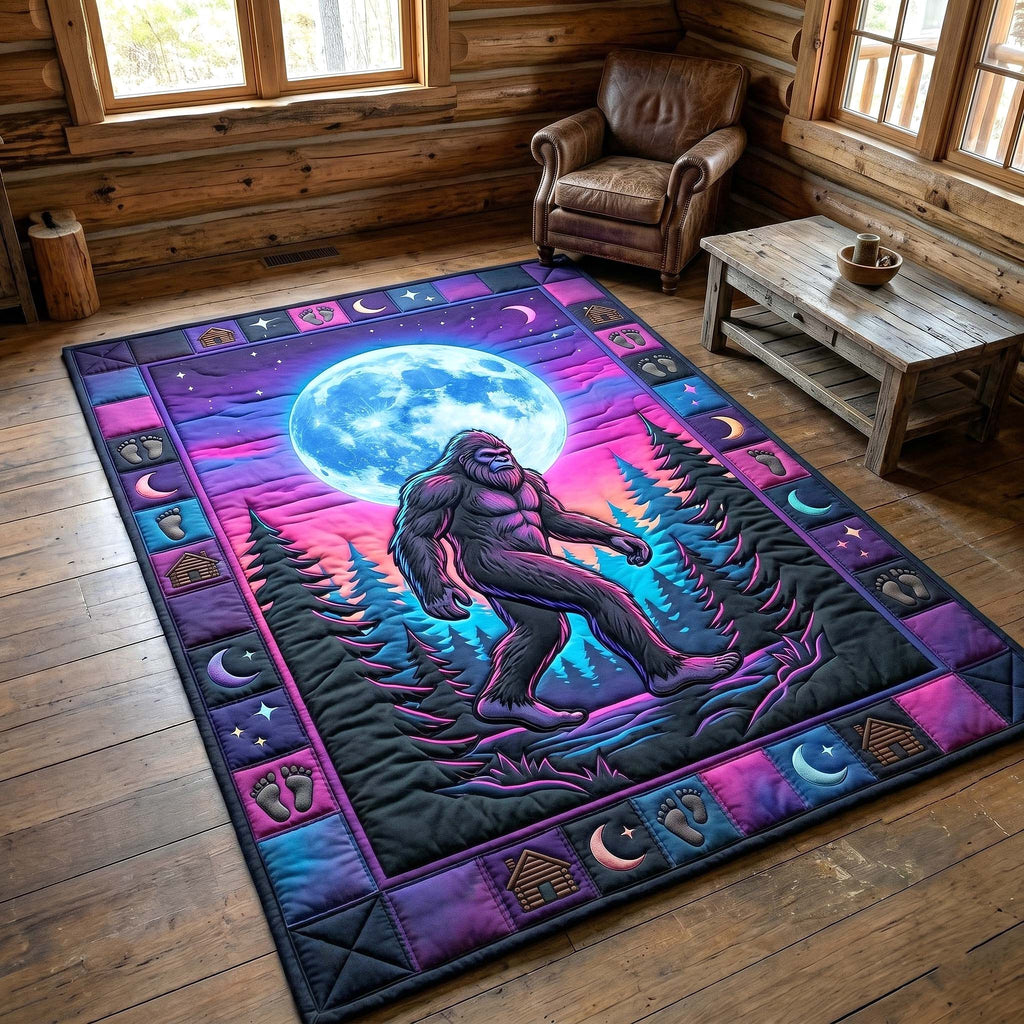 Mystic Sasquatch area rug in a living room