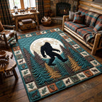 Mystic Sasquatch area rug in a living room