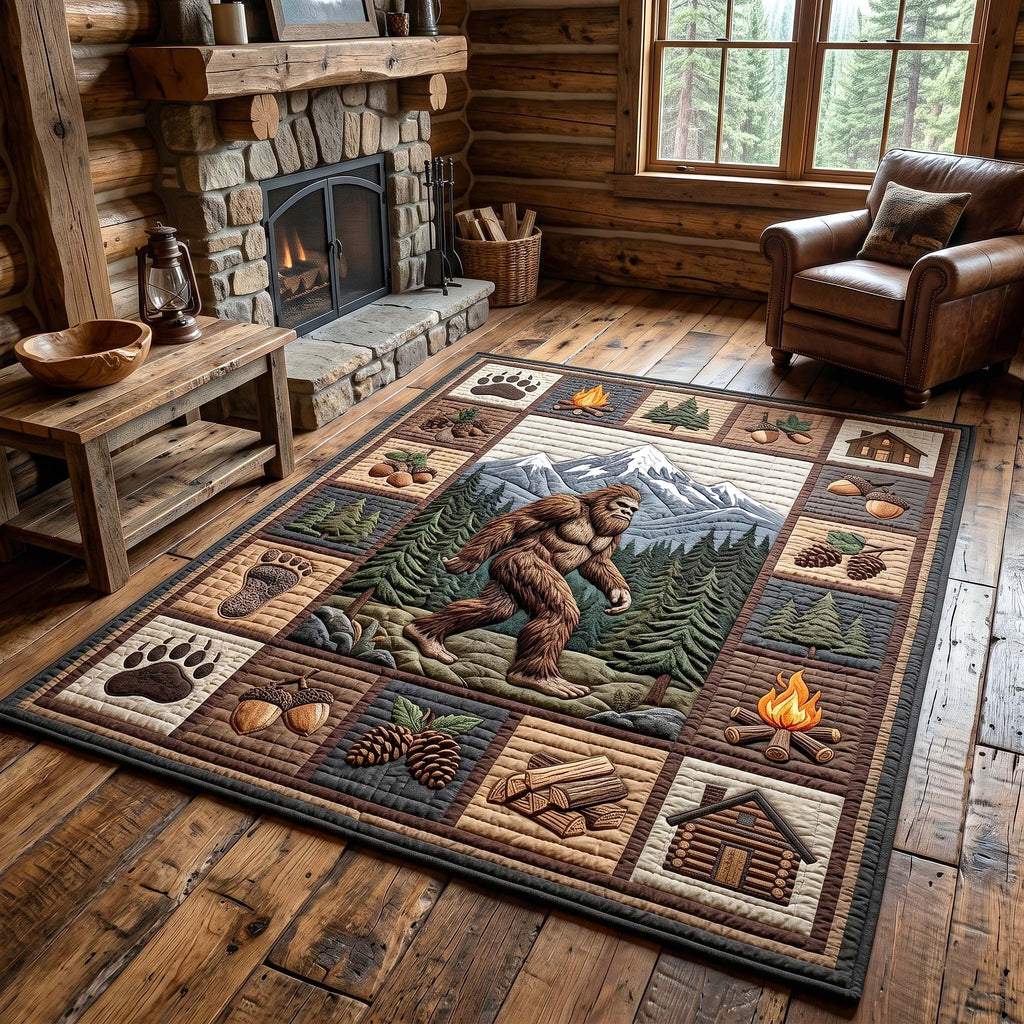 Mystic Sasquatch area rug in a living room