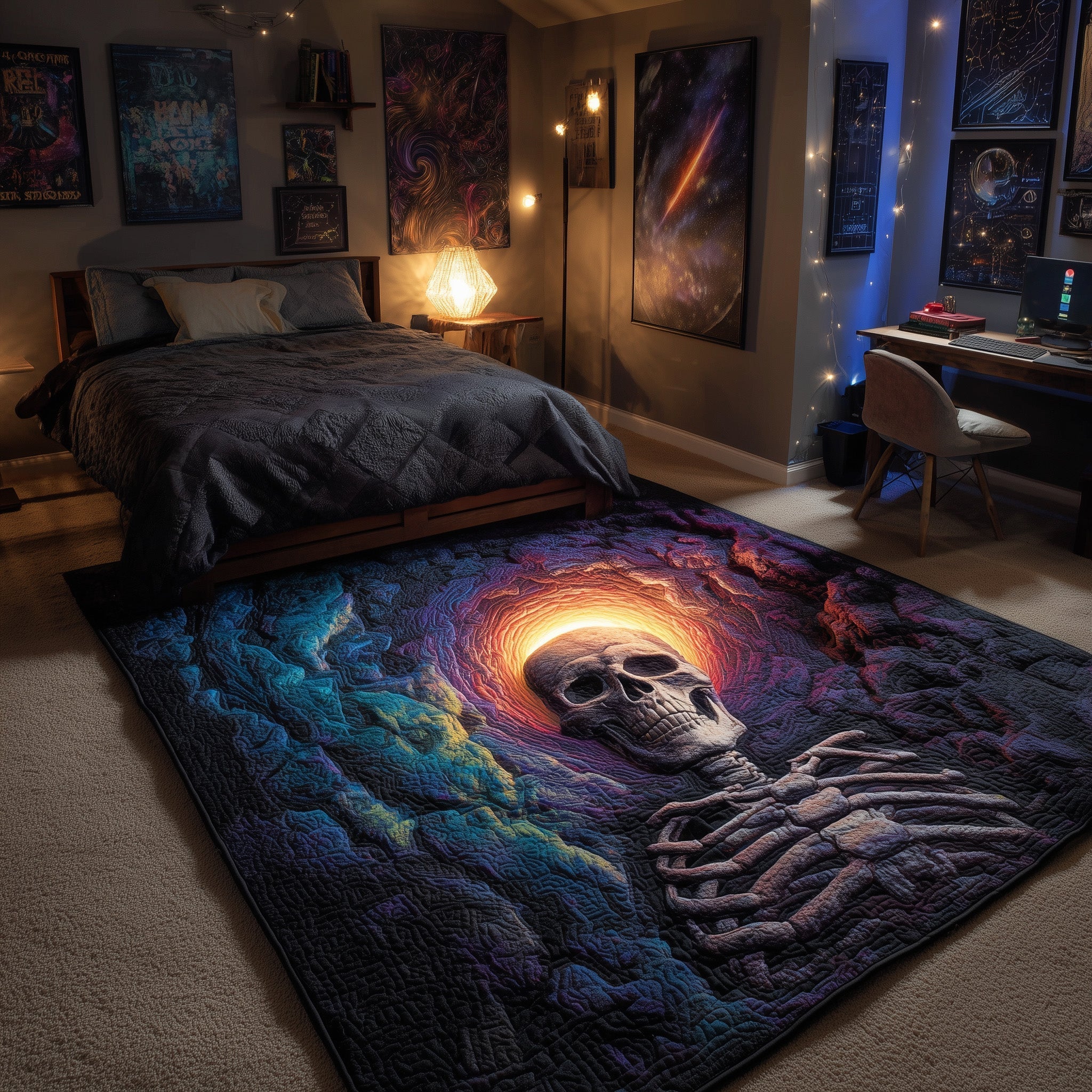 Mystic Skeleton area rug in a living room