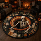 Mystic Skeleton Chasm Halloween Round Mat Rug - washable non-slip printed rug