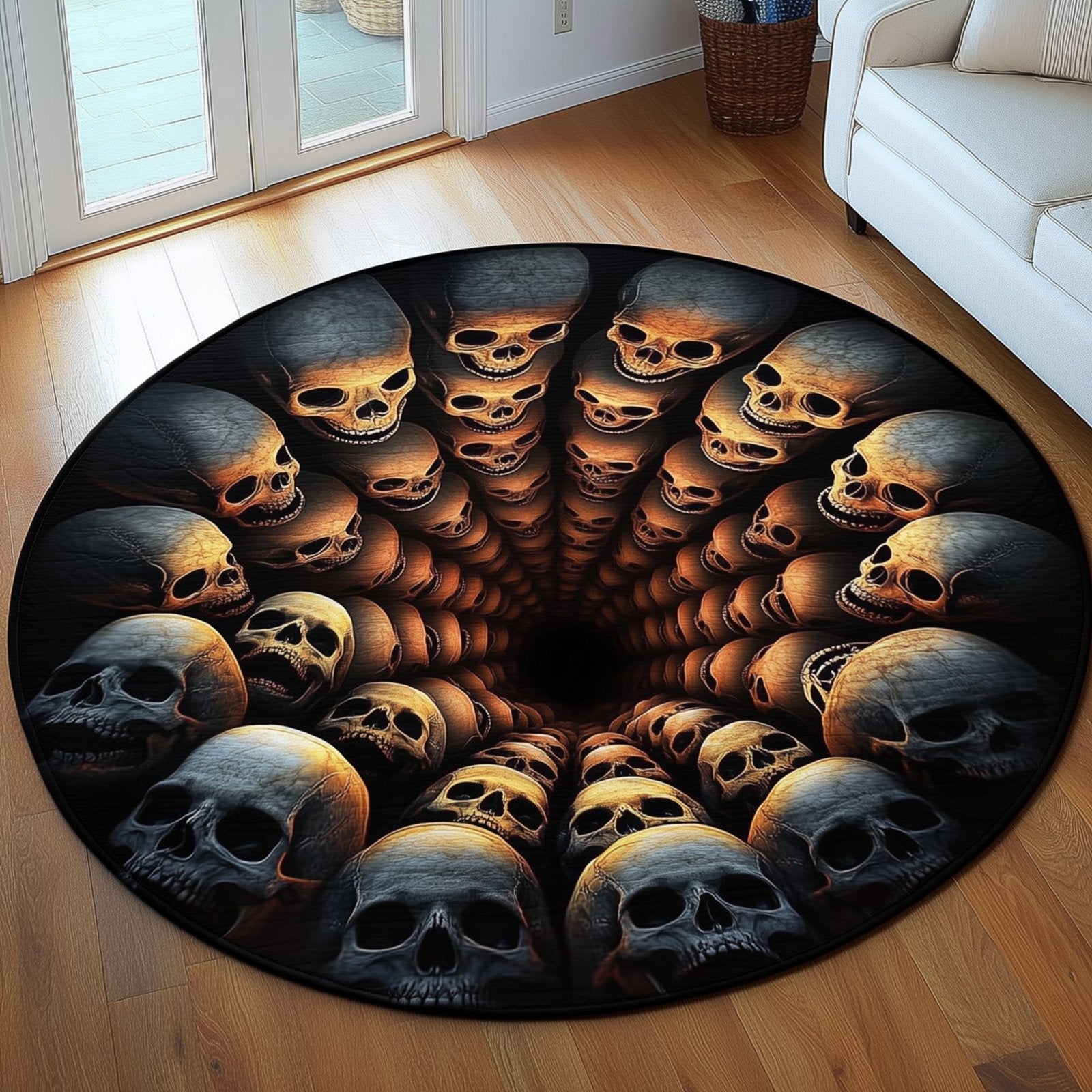 Mystic Skull Round Mat Rug - Nature Design | Serene Home Decor