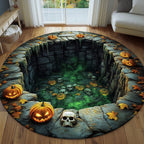 Mystic Skull Round Mat Rug - washable non-slip printed rug