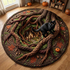 Mystic Tree Round Mat Rug - Nature Design | Serene Home Decor - washable non-slip printed rug
