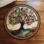 Mystic Tree Round Mat Rug - washable non-slip printed rug