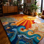 Mystic Waves area rug in a living room