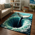 Mystic Whale area rug in a living room