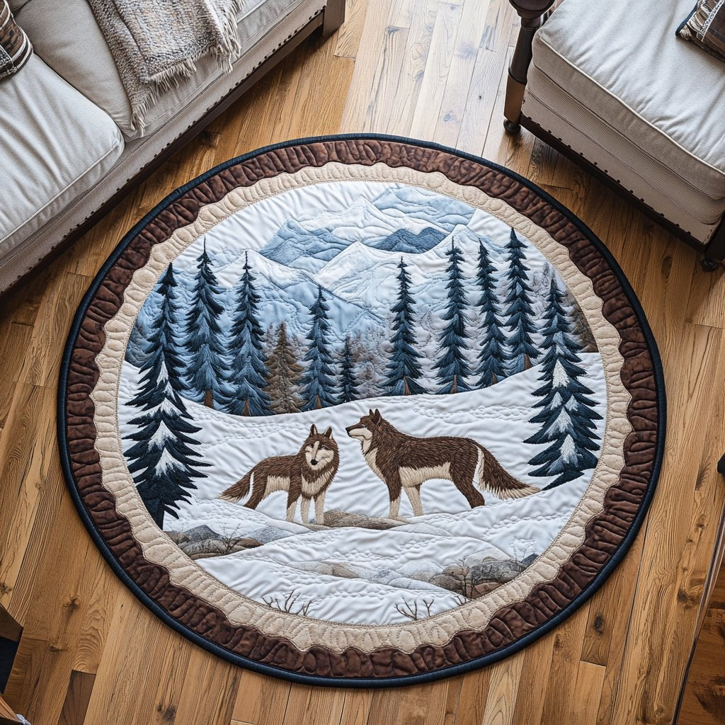Mystic Wolf Round Mat Rug - washable non-slip printed rug