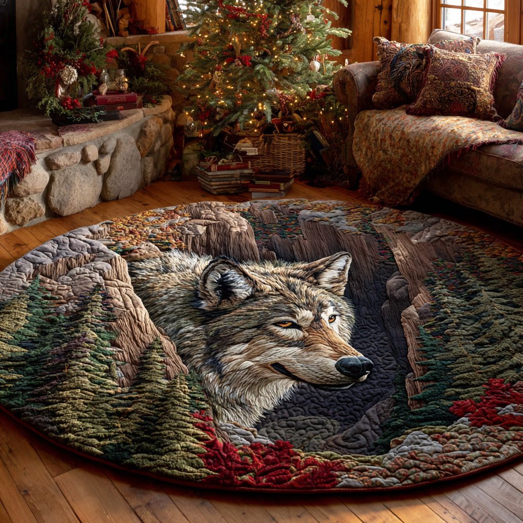 Mystic Wolf Round Mat Rug - Nature Design | Serene Home Decor
