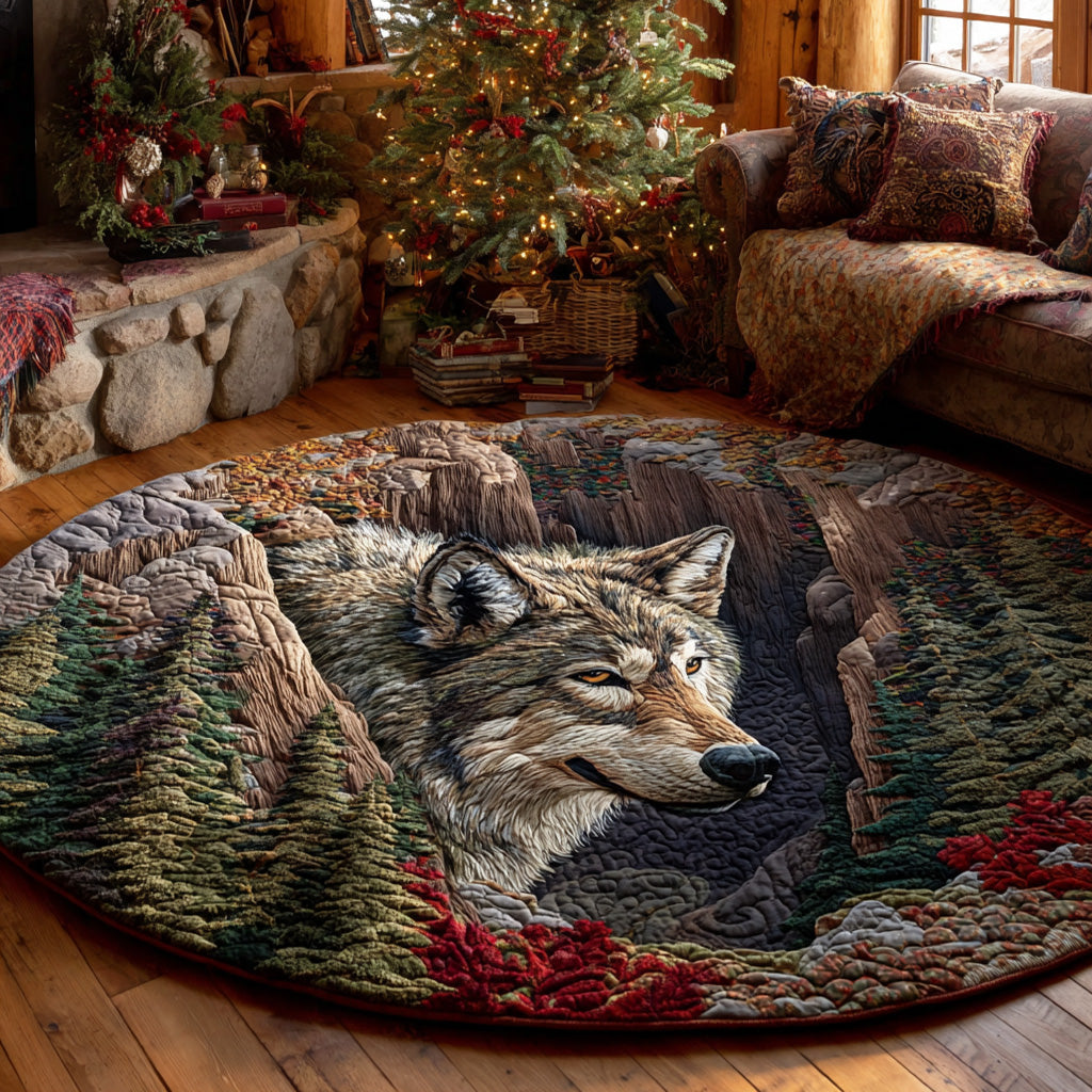 Mystic Wolf Round Mat Rug NCU0TD2084