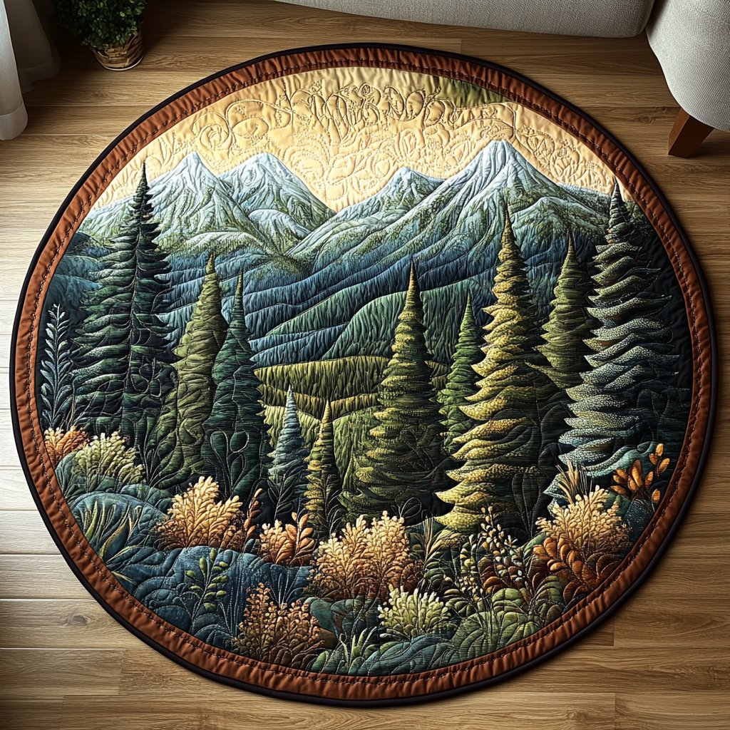 Mystic Woods Round Mat Rug - washable non-slip printed rug