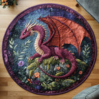 Mystic Wyvern Round Mat Rug - washable non-slip printed rug