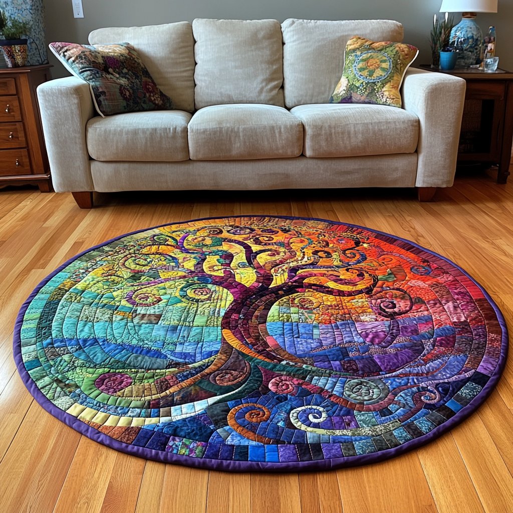 Mystical Forest Tree Round Mat Rug - Nature Design | Serene Home Decor