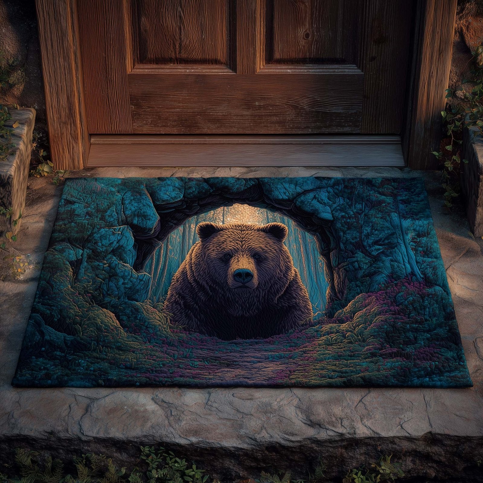Mystical Portal Bear Doormat - Cute Animal Design | Printed Welcome Doormat