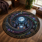 Mystical Witches Halloween Round Mat Rug - washable non-slip printed rug