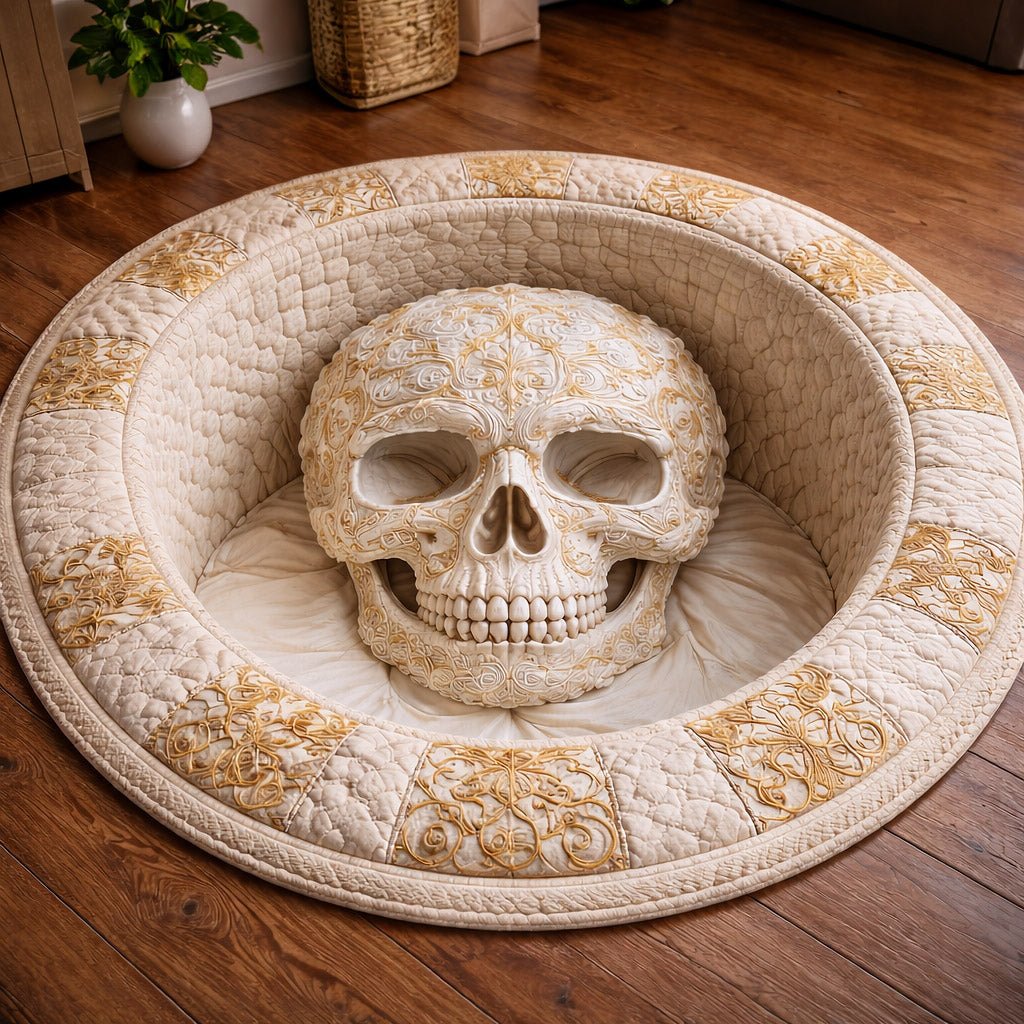 Mystique Skull (Design 2) Round Mat Rug - washable non-slip printed rug