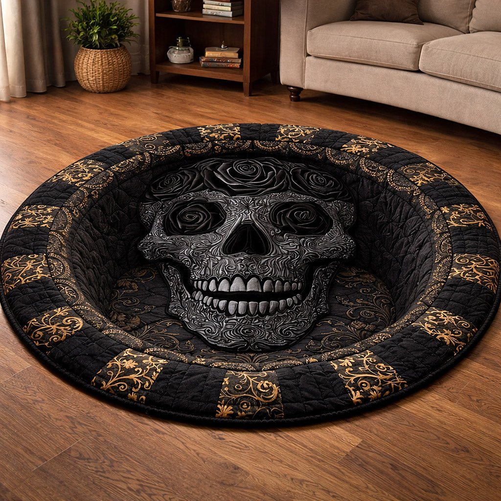 Mystique Skull (Design 6) Round Mat Rug - washable non-slip printed rug