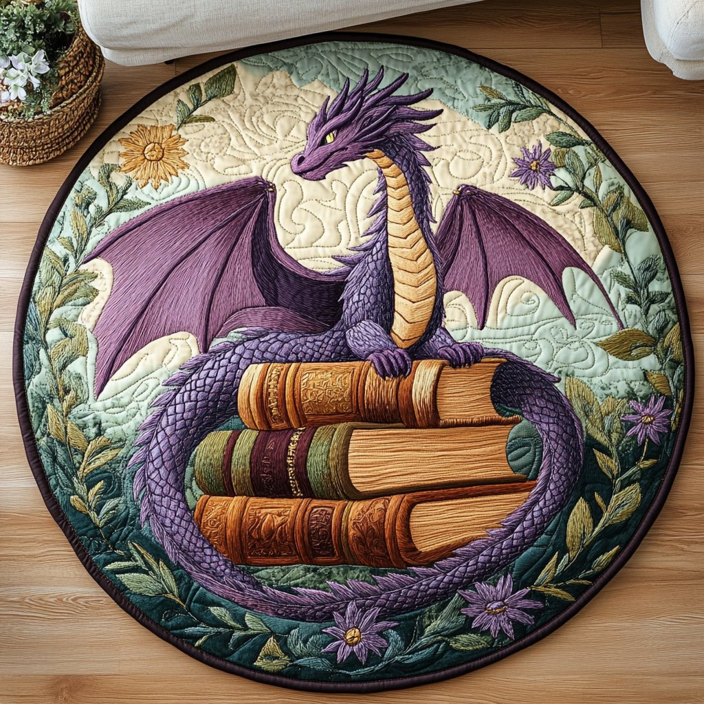 Mythic Ember Round Mat Rug - washable non-slip printed rug