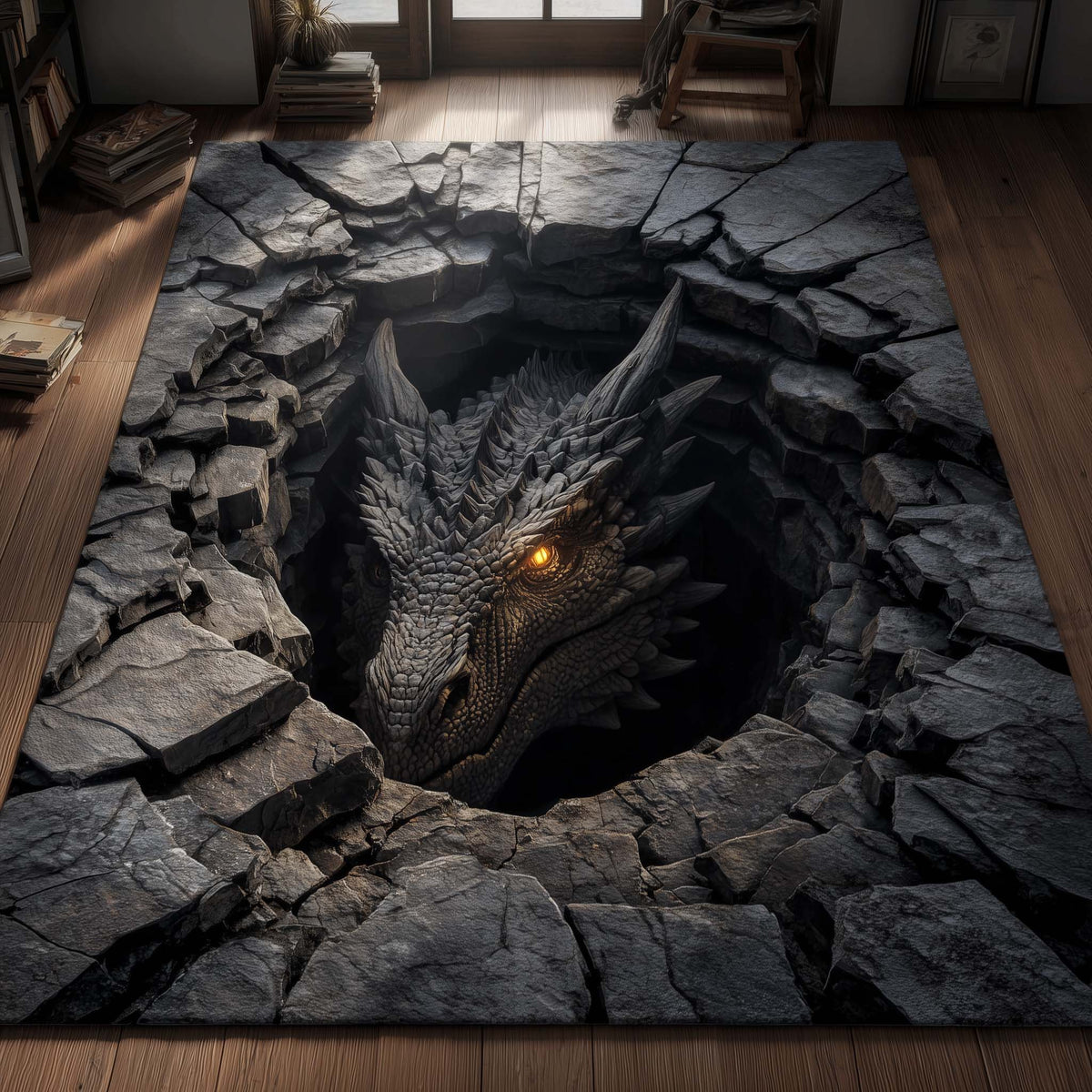 Mythic Sovereign area rug in a living room