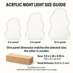 Acrylic Night Light sizes guide: unprinted illustration; see main image for purchased design