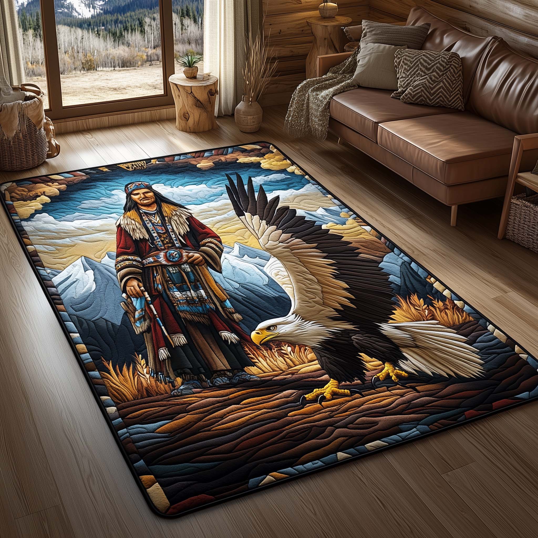 Native Guardian area rug in a living room
