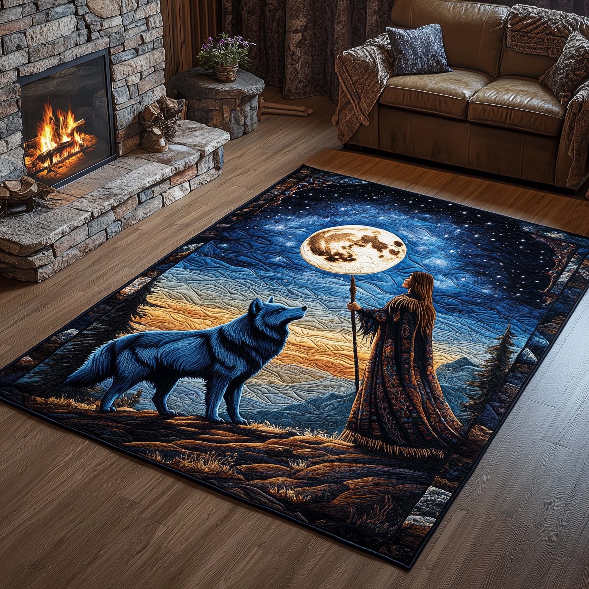 Native Guardian area rug in a living room