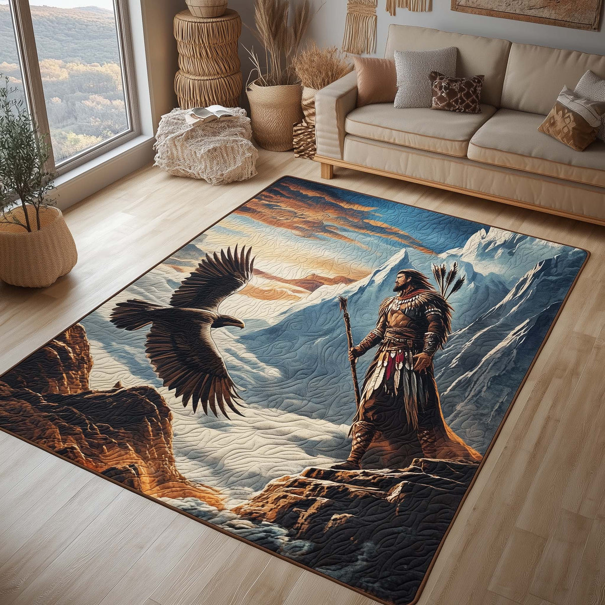 Native Guardian area rug in a living room