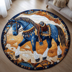 Native Hoof (Design 2) Round Mat Rug - washable non-slip printed rug